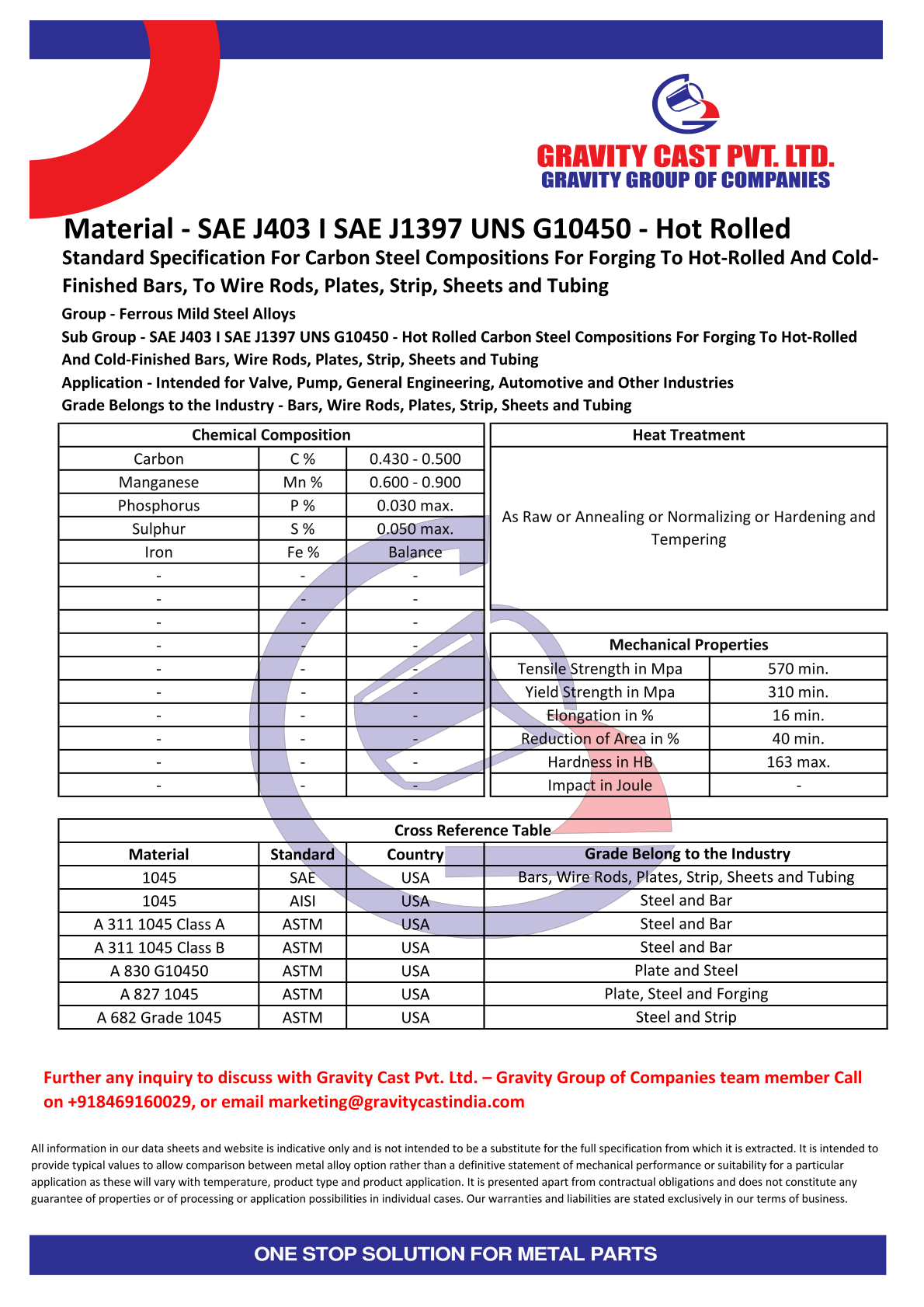 SAE J403 I SAE J1397 UNS G10450 - Hot Rolled.pdf